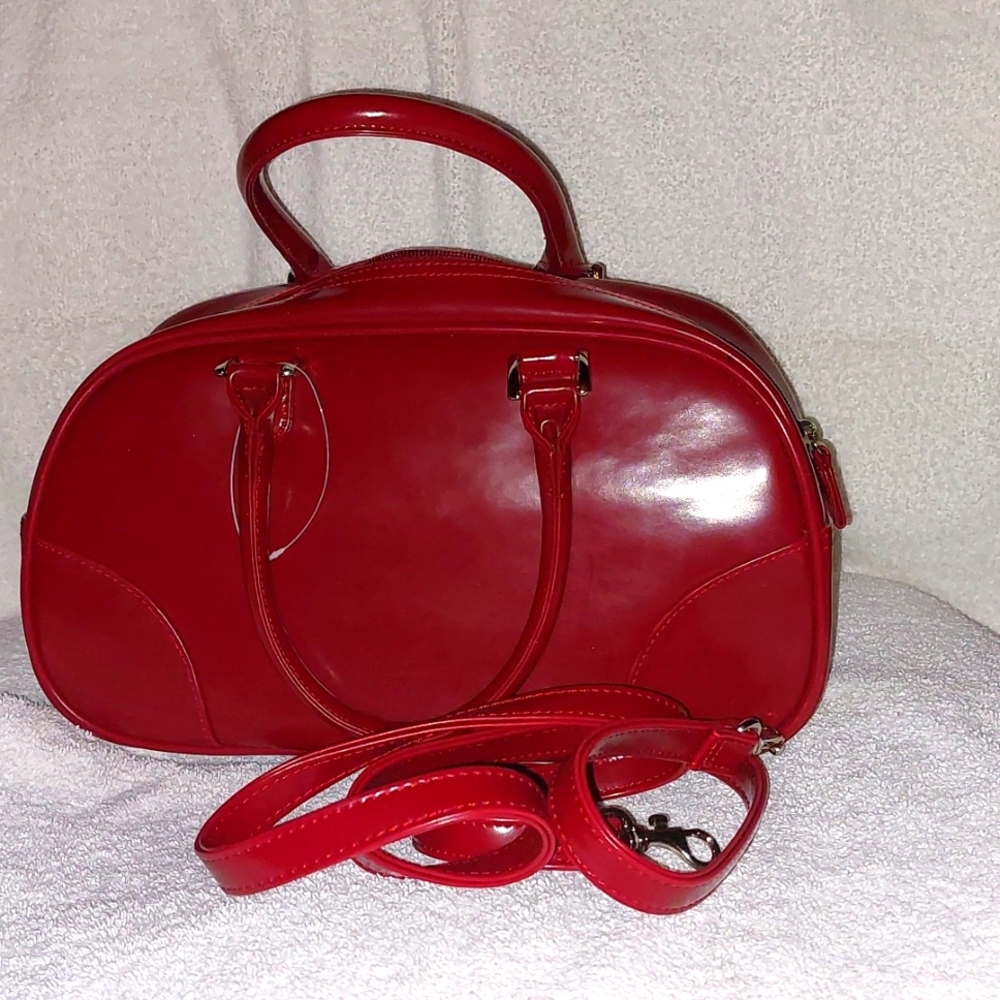 Red Faux Leather Bag